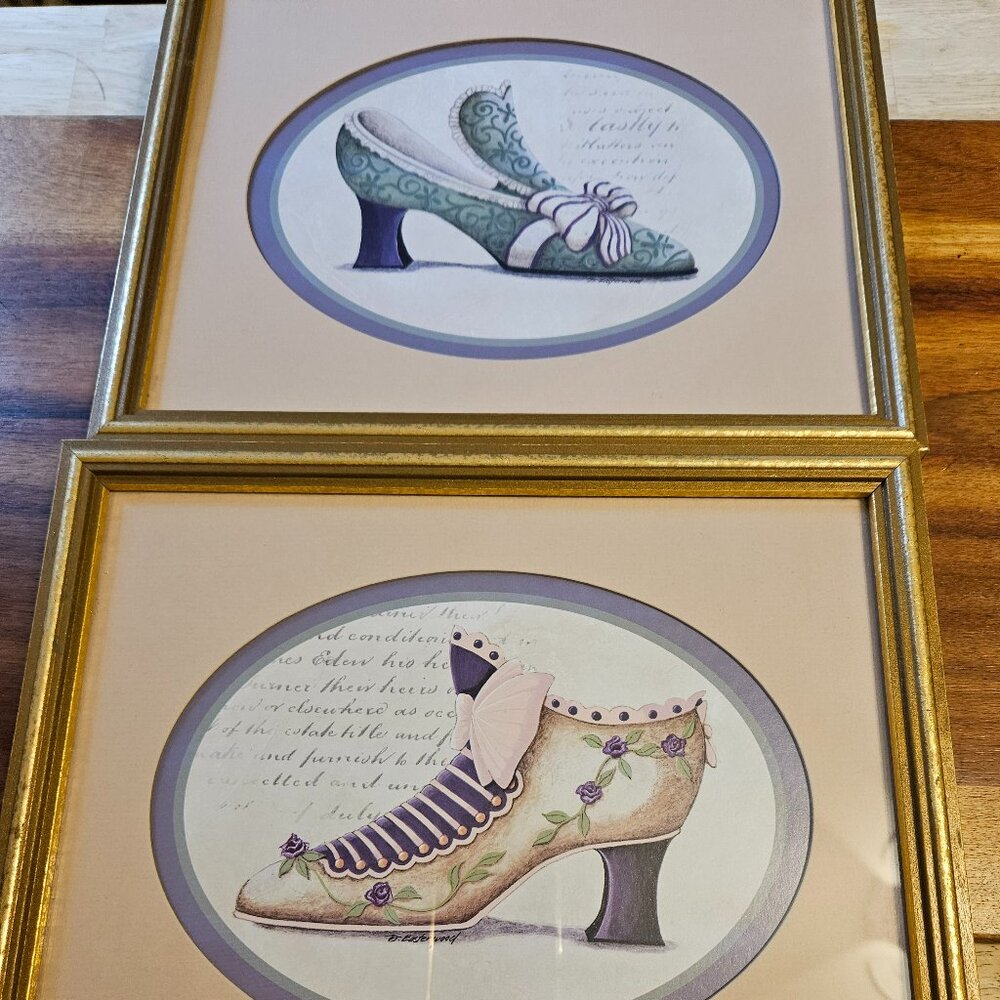 vintage ladies Victorian set of two heels framed home interiors set of two 10x11